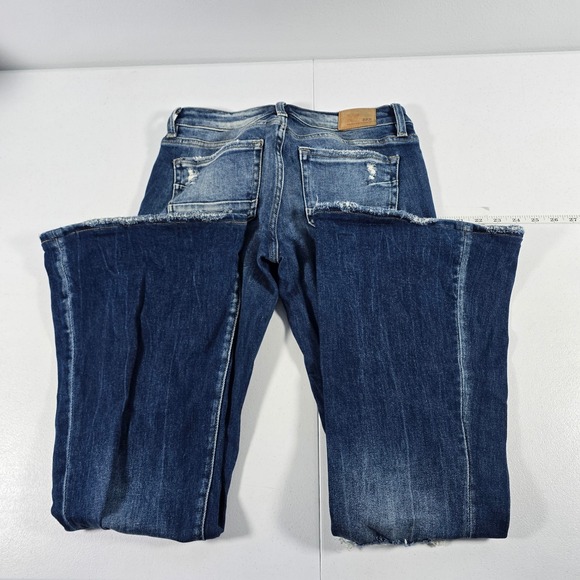 BKE Stella Low Rise Flare Distressed Jeans Dark Wash 27x33.5 Slim Fit - Picture 2 of 9